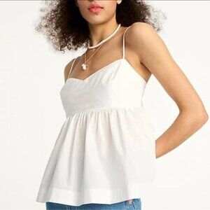 J Crew Women's White Flowy Cotton Poplin Camisole Babydoll Medium Spring Summer